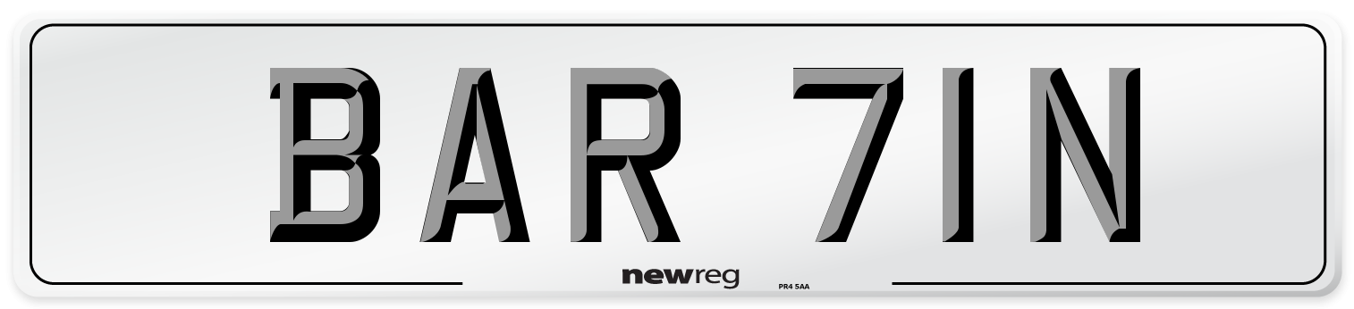 BAR 71N Number Plate from New Reg